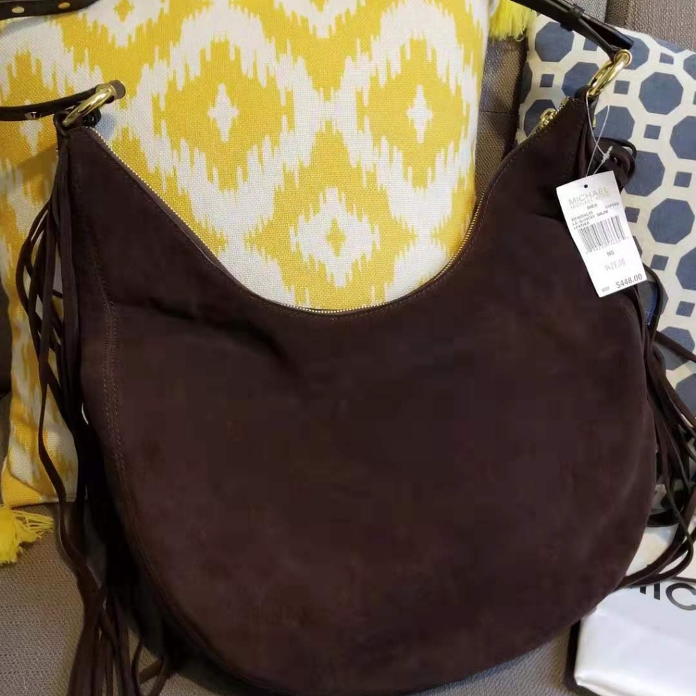 Michael Kors Handbag Rhea Large Suede Shoulder Bag - Picture 3 of 8
